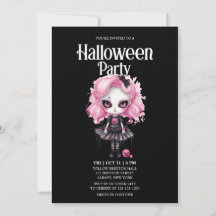 Gothic Girl Pumpkin Pink Horror Halloween Party