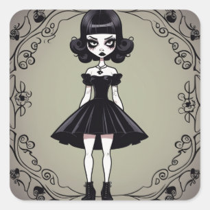 Gothic Girl Style Black Dress (LBD) Sticker