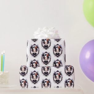 Gothic Girl Victorian Mirror White Halloween Wrapping Paper