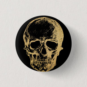 Gothic Glam   Button   Gold Skull