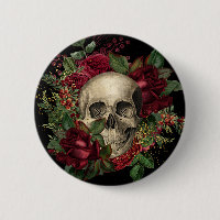 Gothic Glam | Button | Skull & Roses | Black