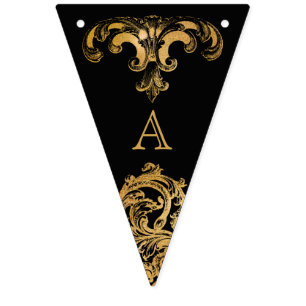 Gothic Glam   Monogram Bunting Flags   Black