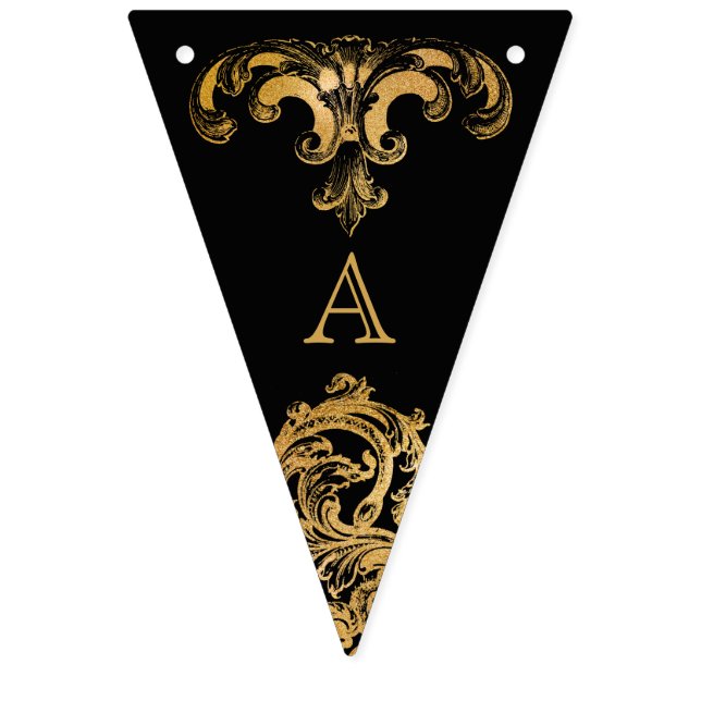Gothic Glam | Monogram Bunting Flags | Black (Eleventh Flag)