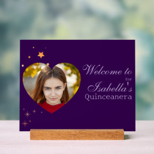 Gothic Glam Quince photo heart Foil  Acrylic Sign
