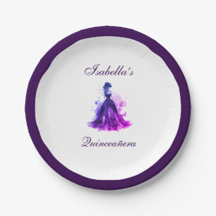 Gothic Glam Quince purple dress Paper Plate