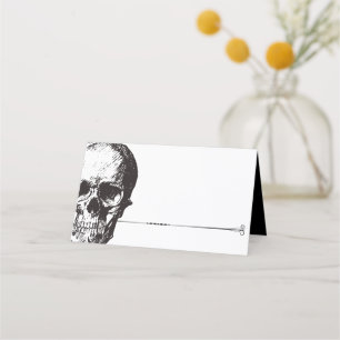 Gothic Glam Skull Place Card Food Card White