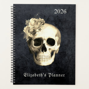 Gothic Glam Skull Roses Personalised 2023 Planner