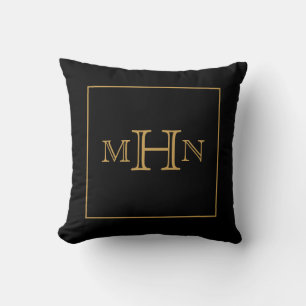 Gothic Glam Throw Pillow Monogram Black