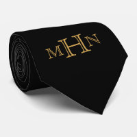 Gothic Glam | Tie | Black w Gold Monogram