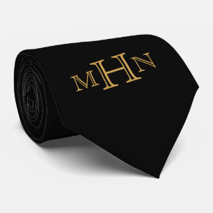 Gothic Glam   Tie   Black w Gold Monogram