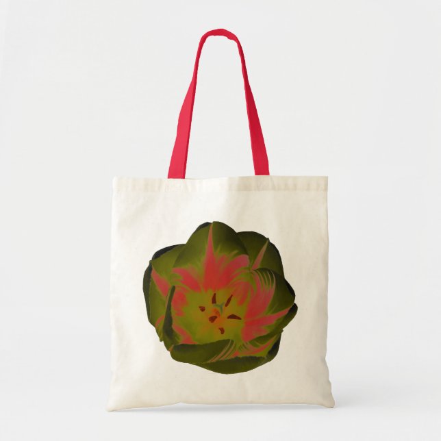 Gothic Gloomy Red Tulip Budget Tote Bag (Front)