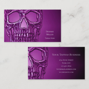 Gothic Glowing Skull Purple White Cool Scary Business Card