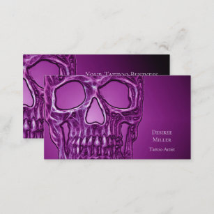 Gothic Glowing Skull Purple White Cool Scary Business Card