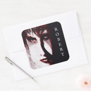 Gothic God Post Punk Goth Music Man Portrait Art Square Sticker
