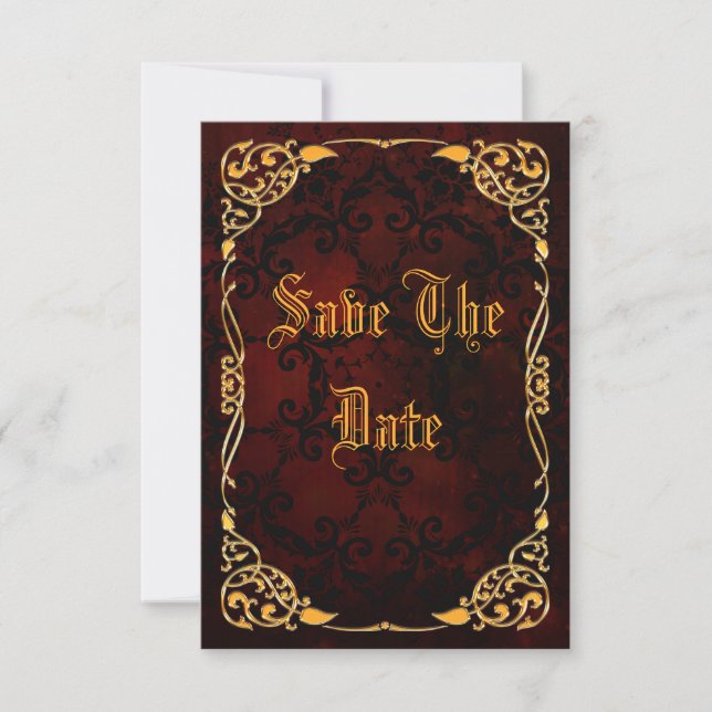 Gothic Gold Framed 35th Birthday Save The Date (Front)