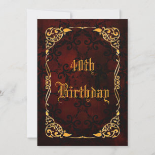 Gothic Gold Framed 40th Birthday Invitation