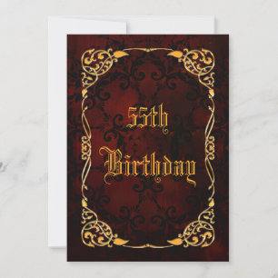 Gothic Gold Framed 55th Birthday Invitation