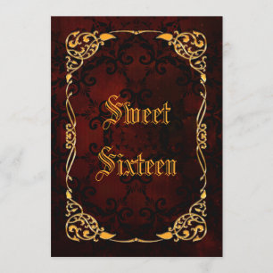 Gothic Gold Framed Sweet 16 Invitation