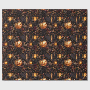 Gothic Gold Pumpkin Halloween Gift Wrap