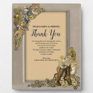 Gothic-Gold Steampunk Thank You On leather Plaque