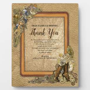 Gothic-Gold Steampunk Thank You On leather Plaque