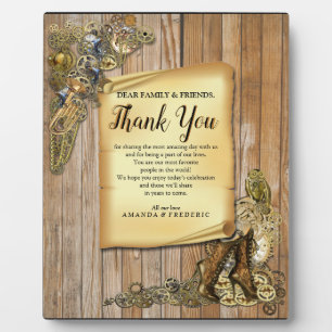 Gothic-Gold Steampunk Thank You On Wood Plaque
