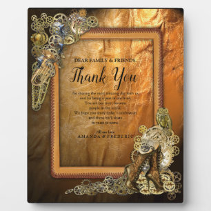 Gothic-Gold Steampunk Wedding On leather Plaque