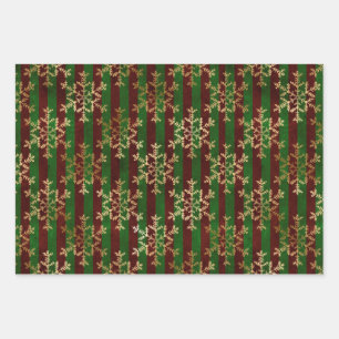 Gothic Golden Snowflakes Wrapping Paper Sheet