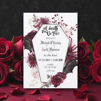 Gothic Goth Dark Bats Wedding Invitation