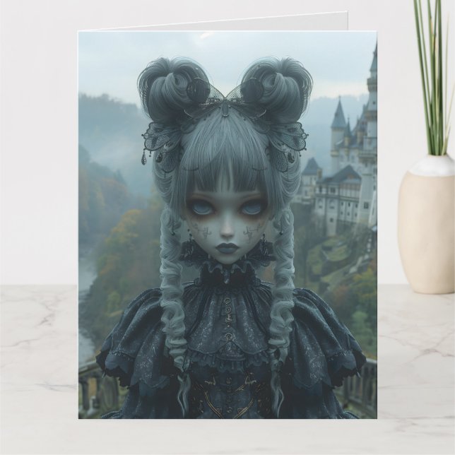 Gothic Goth Girl Strange Birthday Greeting Card (Front)