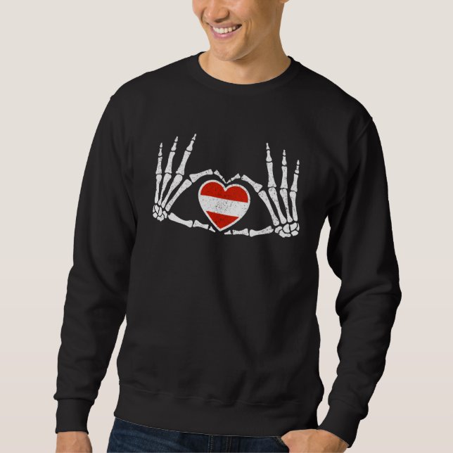 Gothic Goth Skeleton Austria Austrian Halloween Co Sweatshirt (Front)