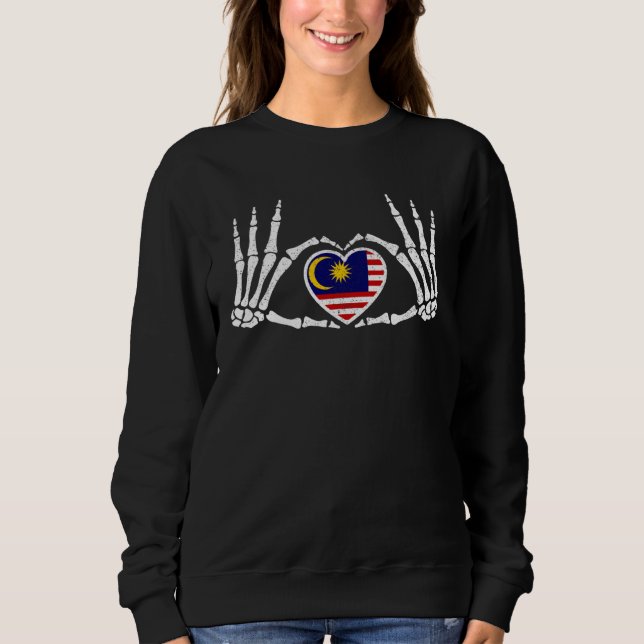 Gothic Goth Skeleton Malaysia Malaysian Halloween  Sweatshirt (Front)