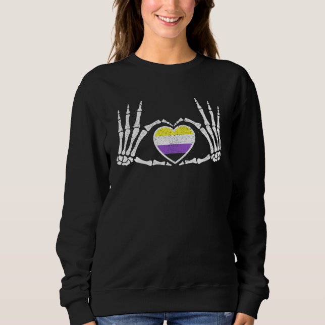 Gothic Goth Skeleton Non Binary LGBTQ Halloween Co Sweatshirt (Front)