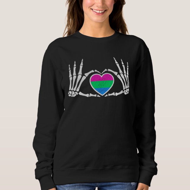 Gothic Goth Skeleton Polysexual LGBTQ Halloween Co Sweatshirt (Front)