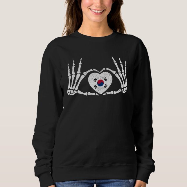 Gothic Goth Skeleton South Korea Korean Halloween  Sweatshirt (Front)