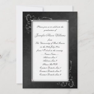 Gothic Graduation Invitation in Black & White
