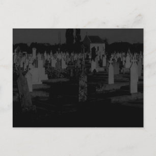 Gothic Graveyard  Halloween Cemetery Tombstones Postcard