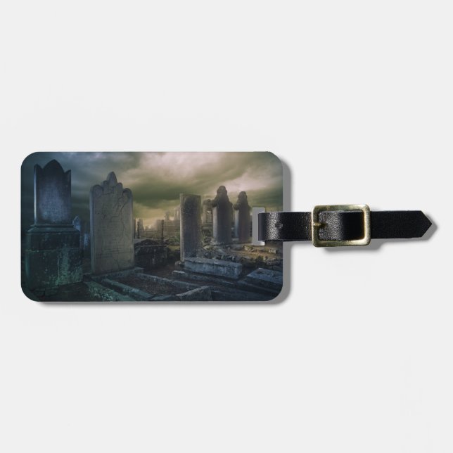 Gothic Graveyard Luggage Tag (Front Horizontal)