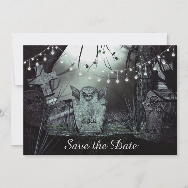 Gothic Graveyard Save the Date Wedding Invitation (Front)