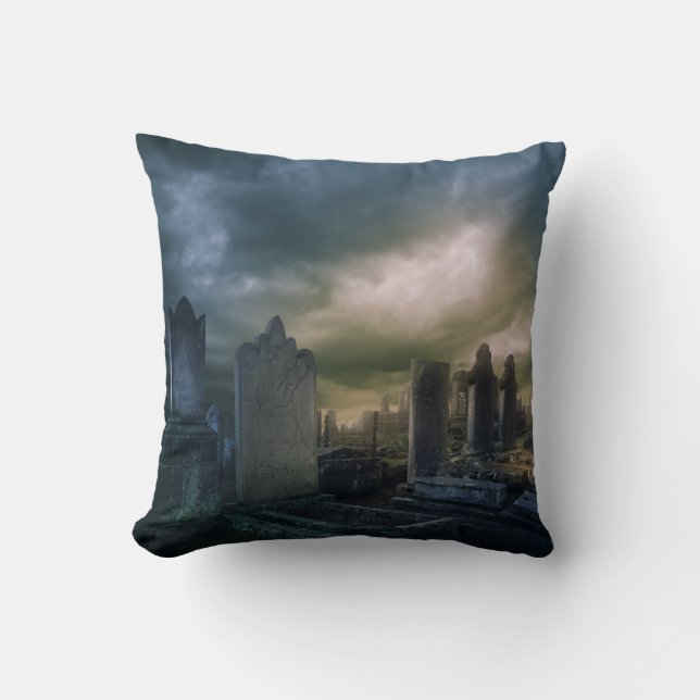 Gothic Graveyard Throw Couch Pillow (Front)