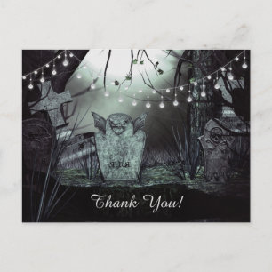 Gothic Graveyard with Enchanting Lights Thank You Postcard