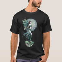Gothic Green Fairy and Full Moon T-Shirt