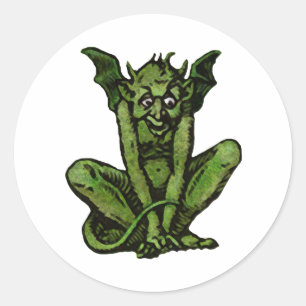 Gothic Green Goblin Fantasy Demon Creature Classic Round Sticker