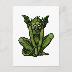 Gothic Green Goblin Fantasy Demon Creature Postcard