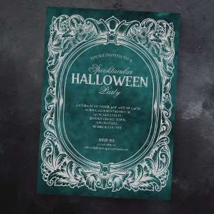 Gothic Green Grey Halloween Party Invitation