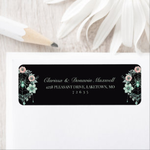 Gothic Green Mint Floral Spider Web Return Address Return Address Label