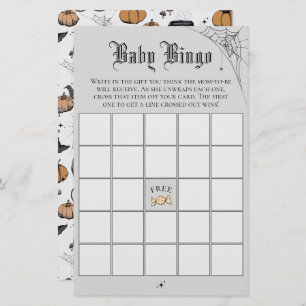 Gothic Grey Baby Bingo Baby Shower Game