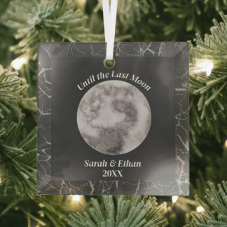 Gothic Grey Full Moon Dark Glass Tree Decoration