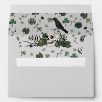 Gothic Grey Irish Floral Skulls and Green Roses