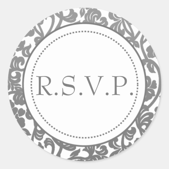 Gothic Grey & White Flourish Envelope Seals (Front)